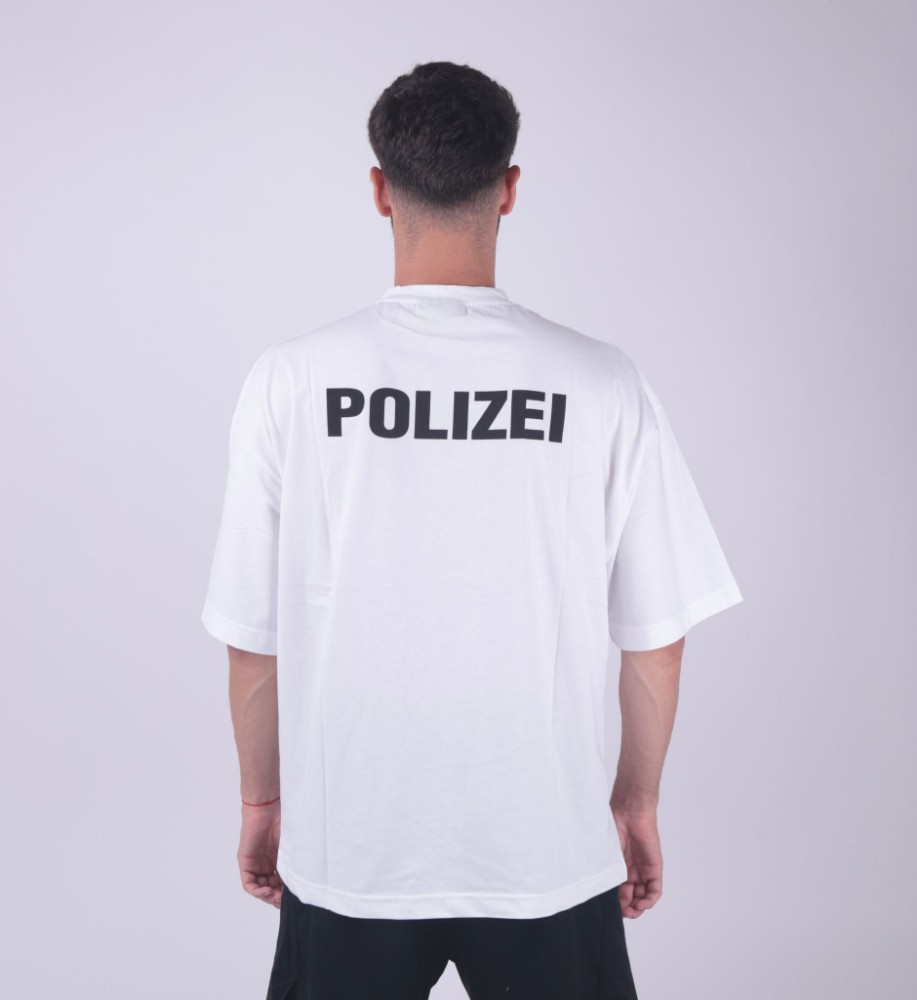 Resim T Shirt - Polizei Baskılı Oversize
